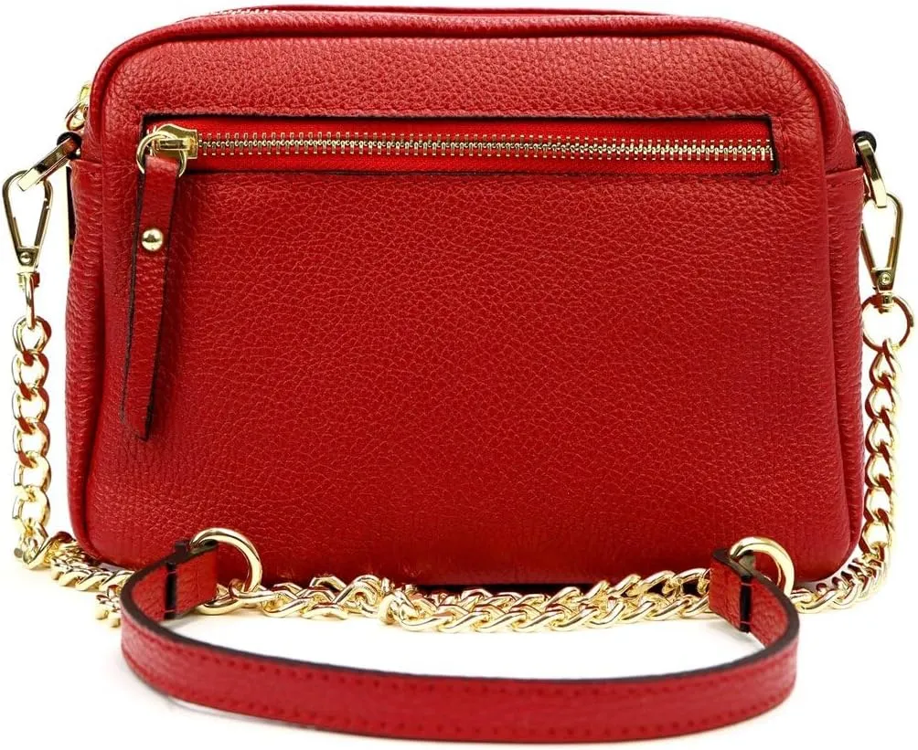 Pierre Cardin FRZ 1848 DOLLARO Women's Handbag - Genuine Leather, Adjustable Chain Shoulder Strap, Gold Finish