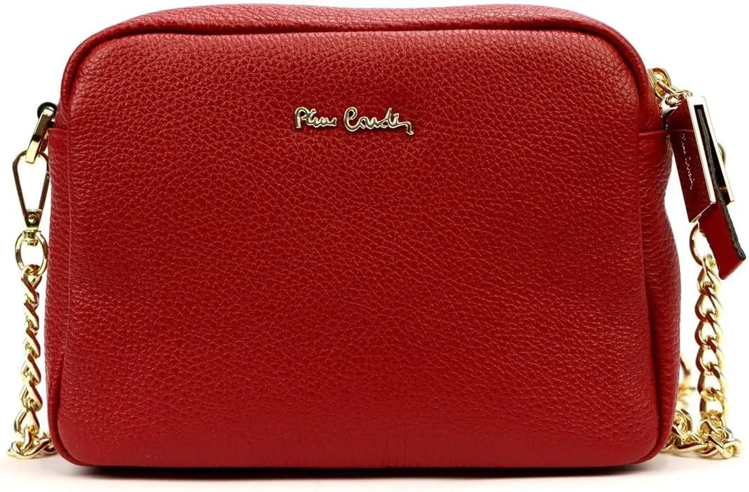 Pierre Cardin FRZ 1848 DOLLARO Women's Handbag - Genuine Leather, Adjustable Chain Shoulder Strap, Gold Finish