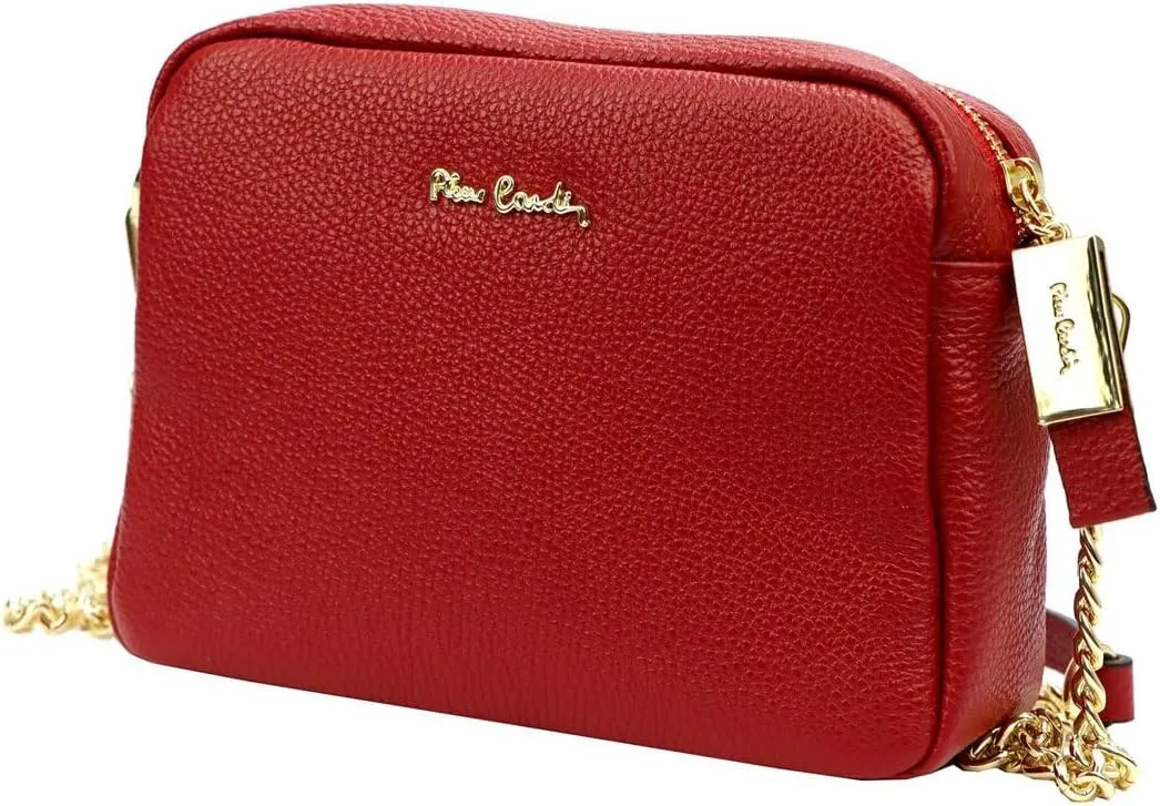 Pierre Cardin FRZ 1848 DOLLARO Women's Handbag - Genuine Leather, Adjustable Chain Shoulder Strap, Gold Finish