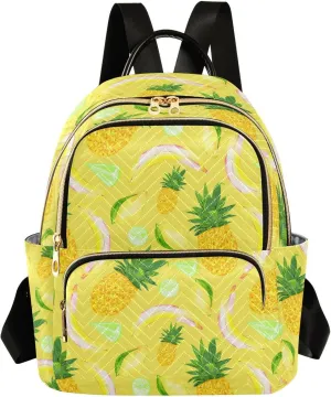 Pineapple Banana Mango and Lime Mini Backpack for Women, Travel Backpack Purse Daypack Shoulder Bag for Ladies