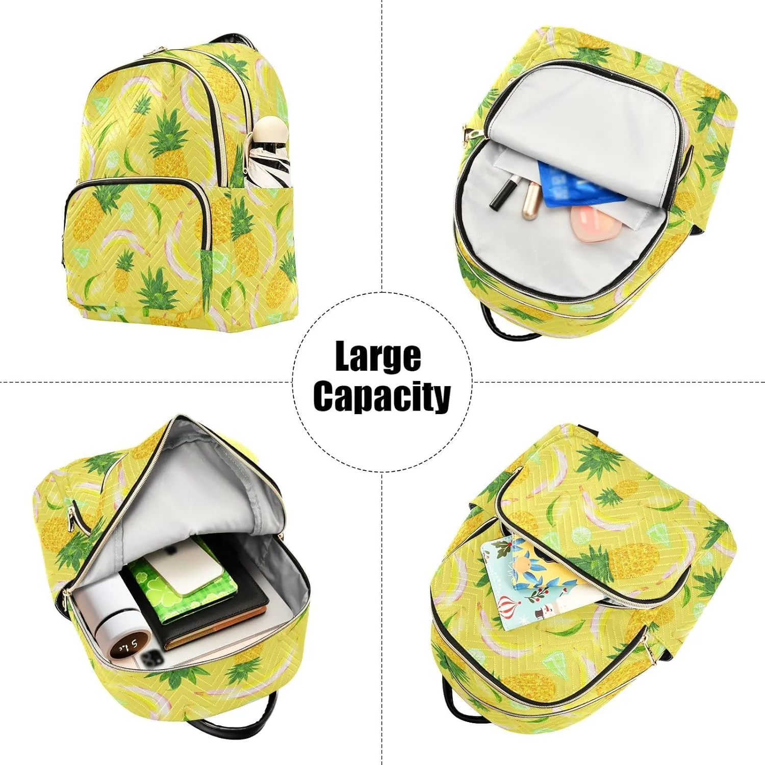 Pineapple Banana Mango and Lime Mini Backpack for Women, Travel Backpack Purse Daypack Shoulder Bag for Ladies