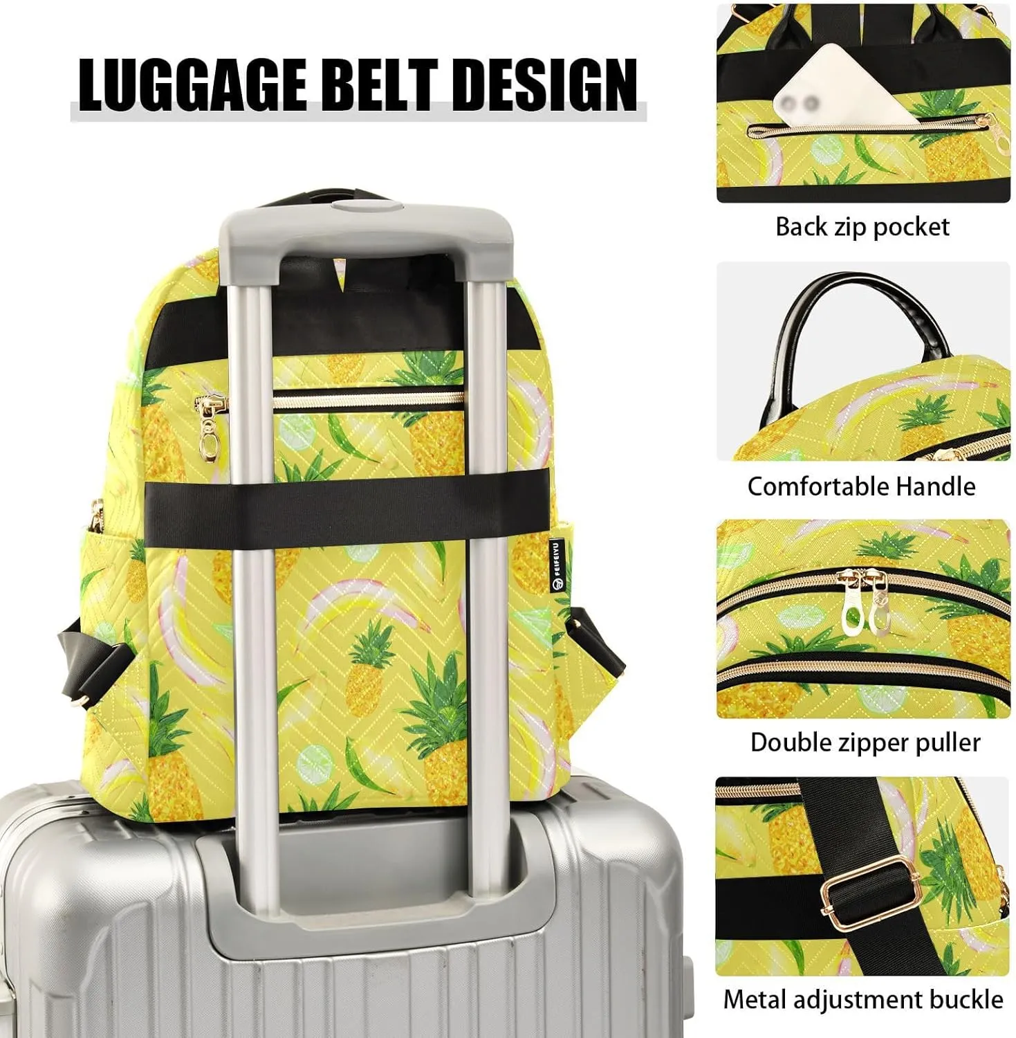 Pineapple Banana Mango and Lime Mini Backpack for Women, Travel Backpack Purse Daypack Shoulder Bag for Ladies