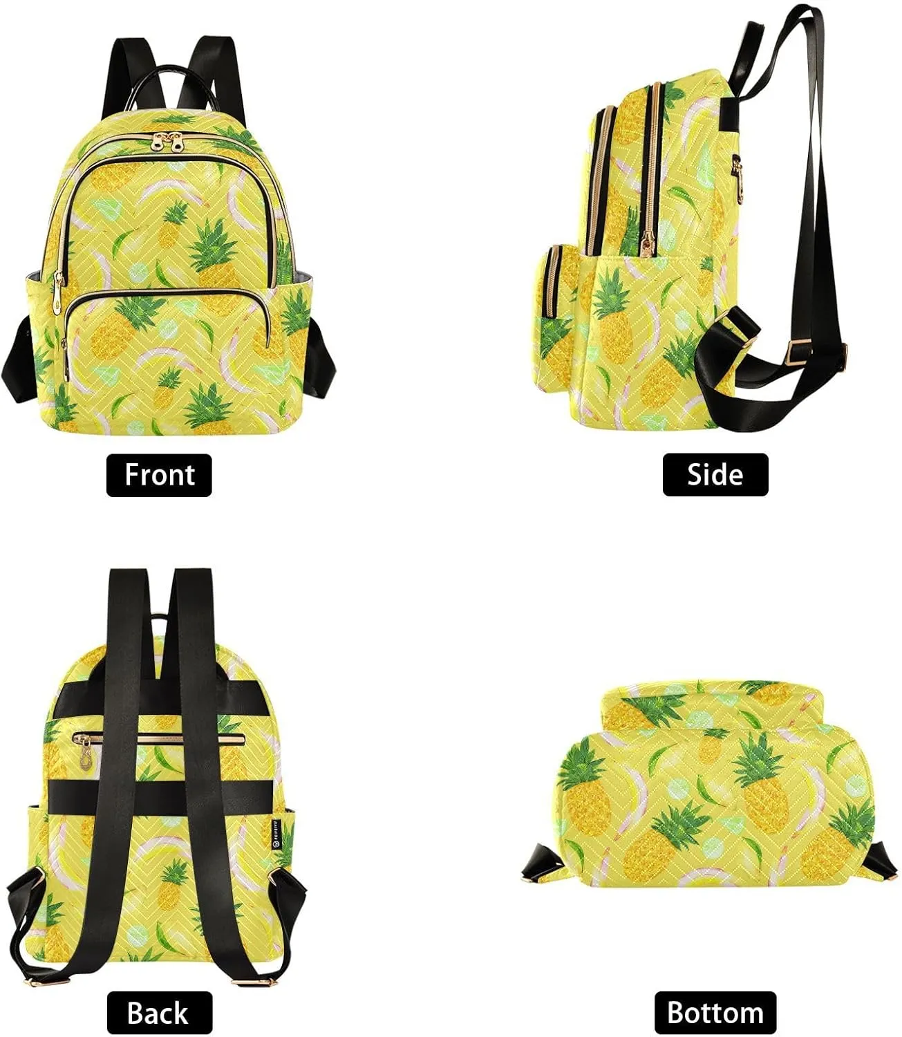 Pineapple Banana Mango and Lime Mini Backpack for Women, Travel Backpack Purse Daypack Shoulder Bag for Ladies