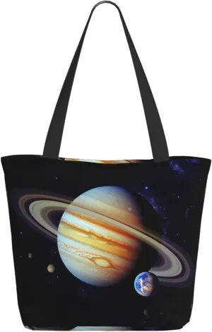 Planet Jupiter Tote Bag for Women Large Shoulder Bag with Zipper Travel Handbag with Pockets Reusable Shopping Bag Casual Aesthetic Beach Bags