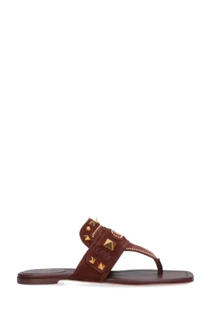 Plaster Caster Studded Suede Thong Sandals