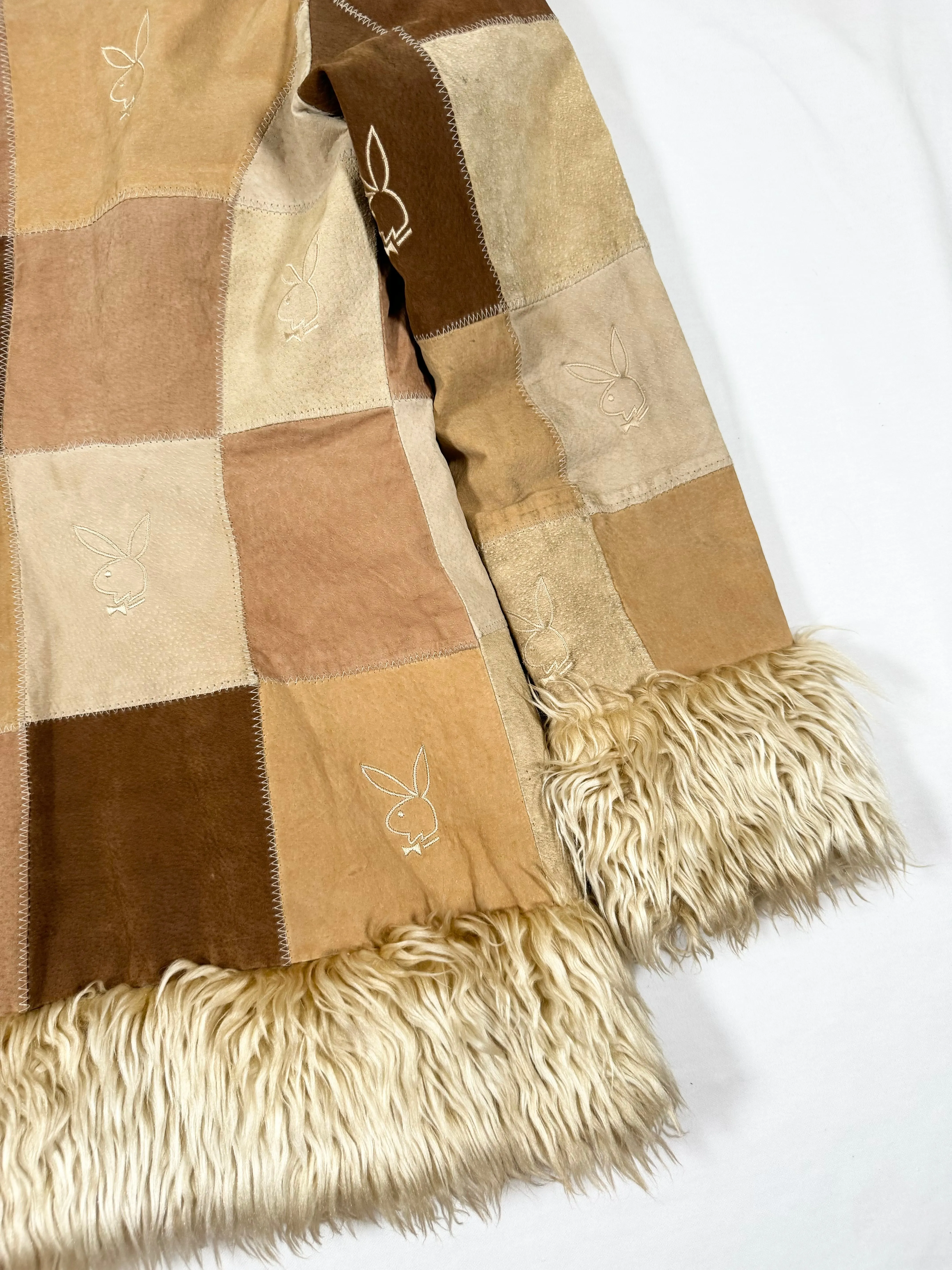 Playboy Patchwork Fur Trim Coat