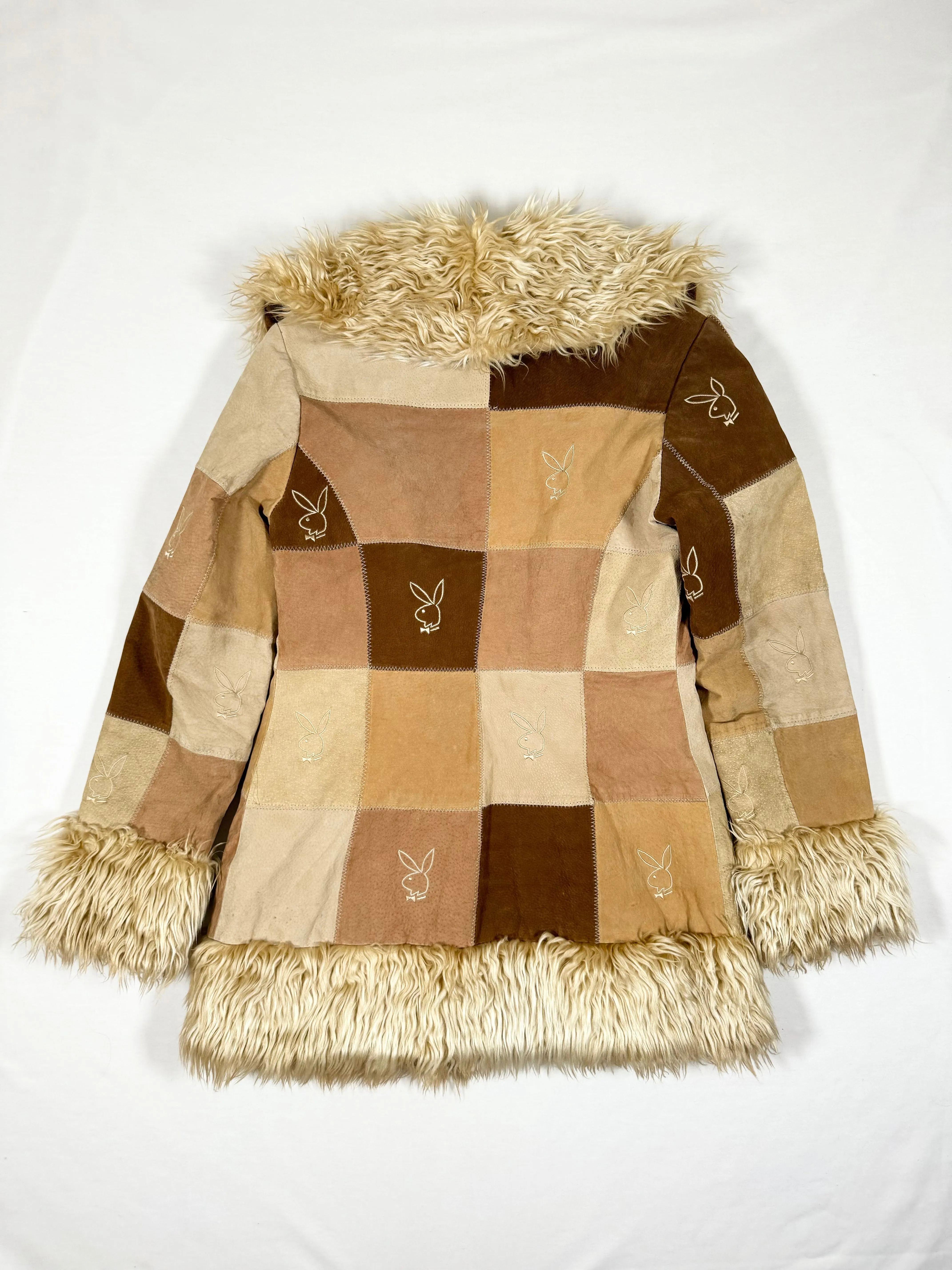 Playboy Patchwork Fur Trim Coat