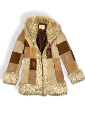 Playboy Patchwork Fur Trim Coat