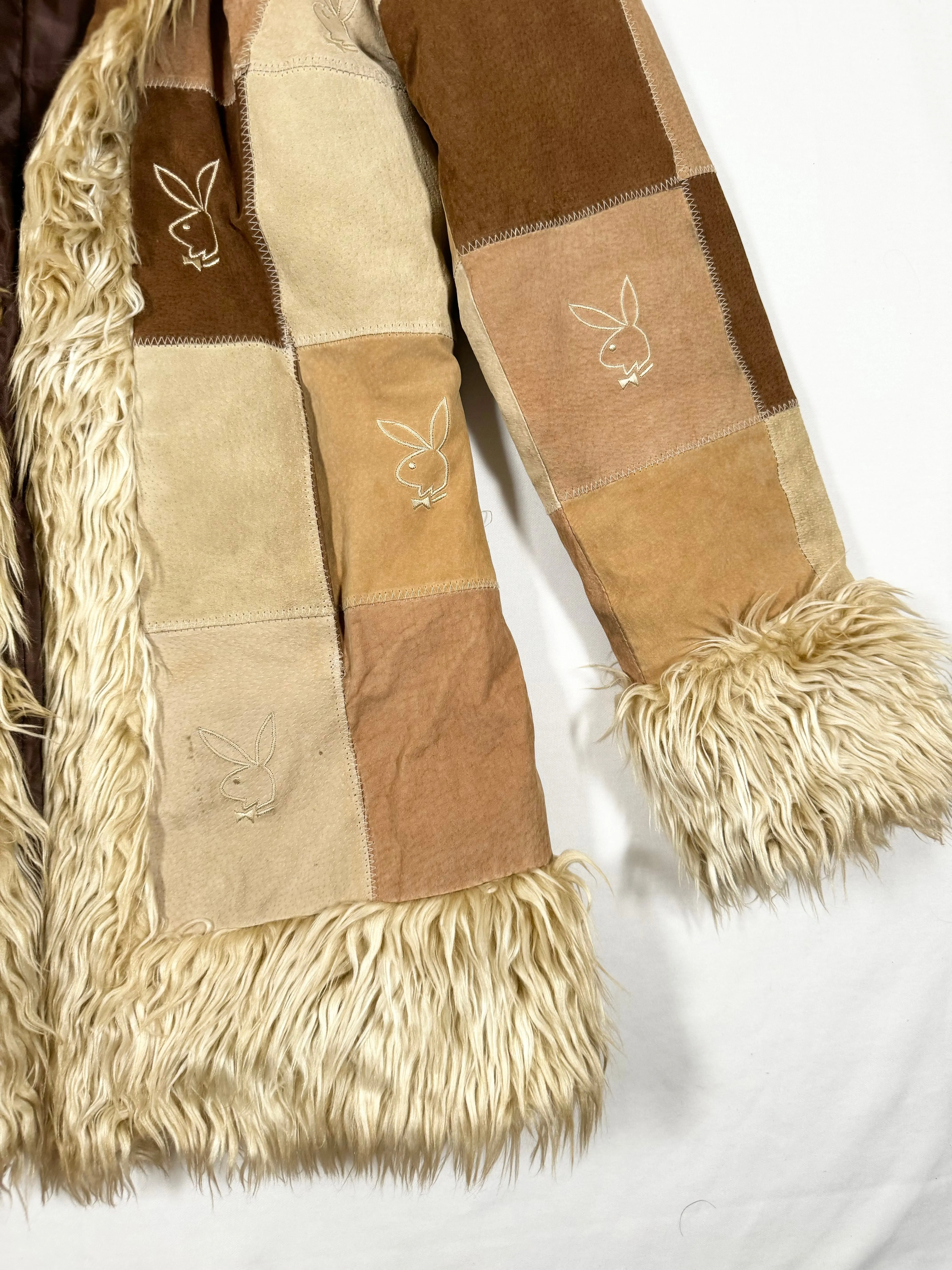Playboy Patchwork Fur Trim Coat