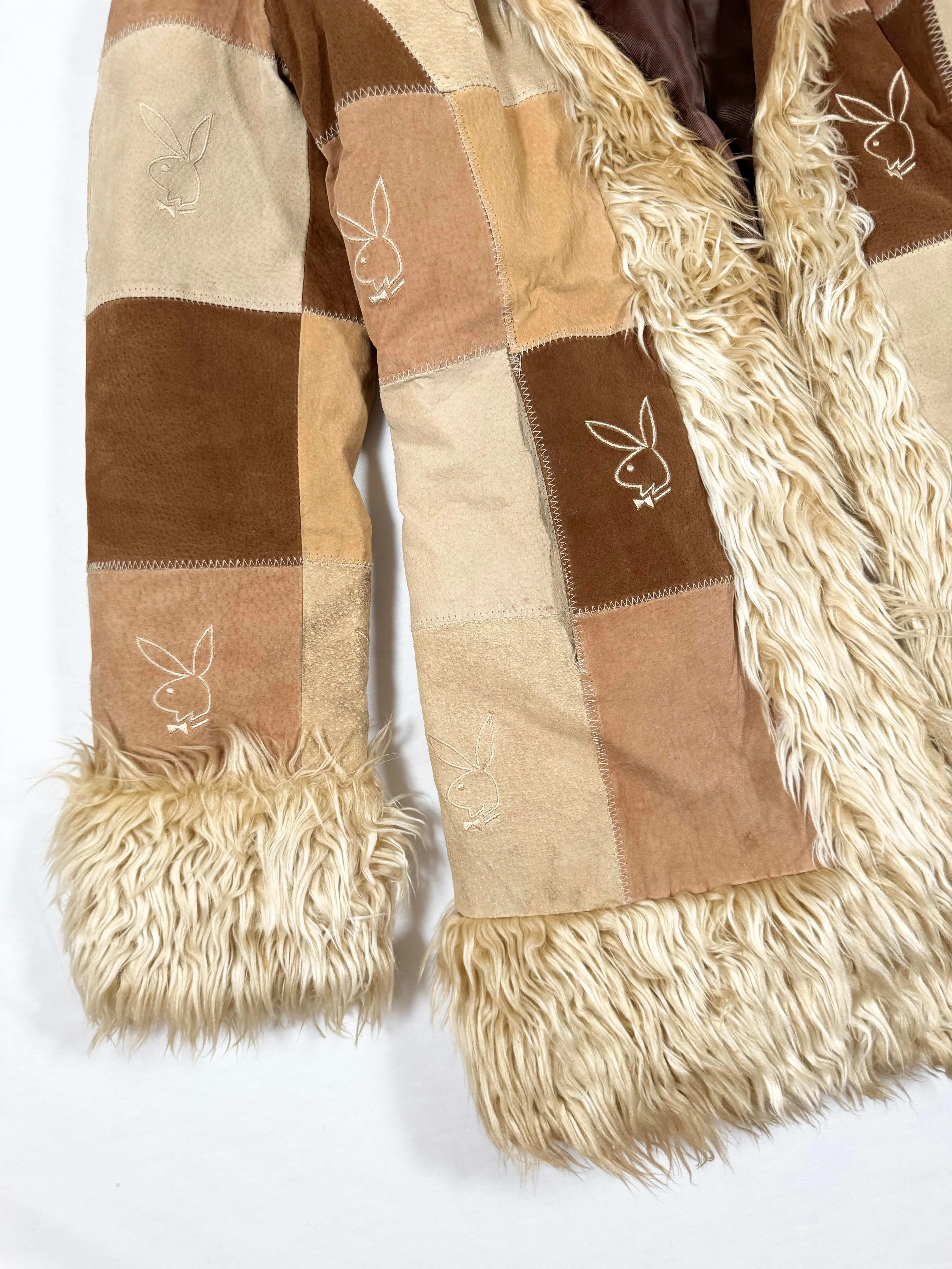 Playboy Patchwork Fur Trim Coat