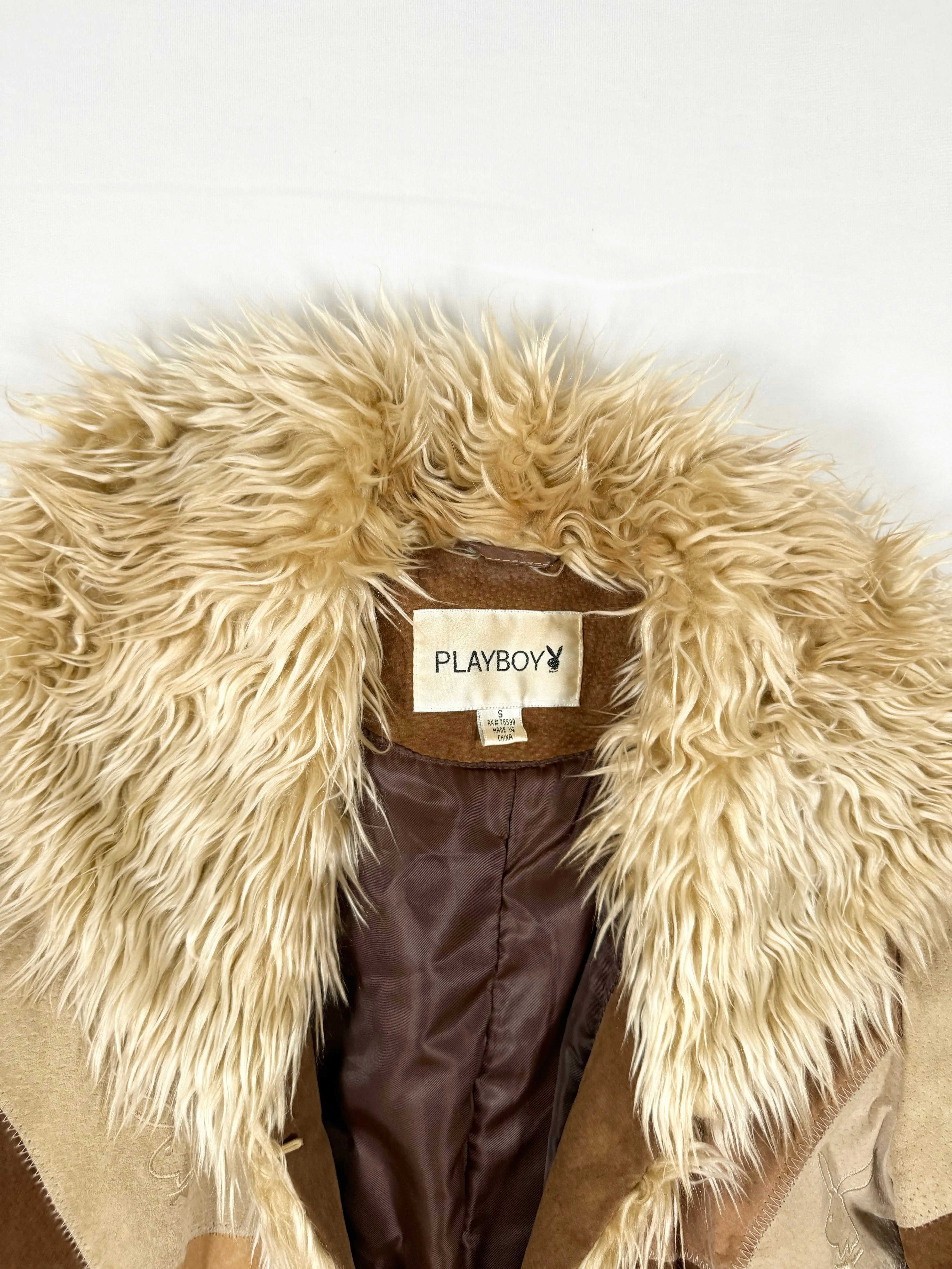 Playboy Patchwork Fur Trim Coat
