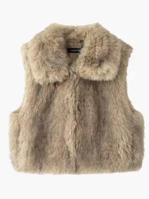 Plush Faux Fur Vest with Collar