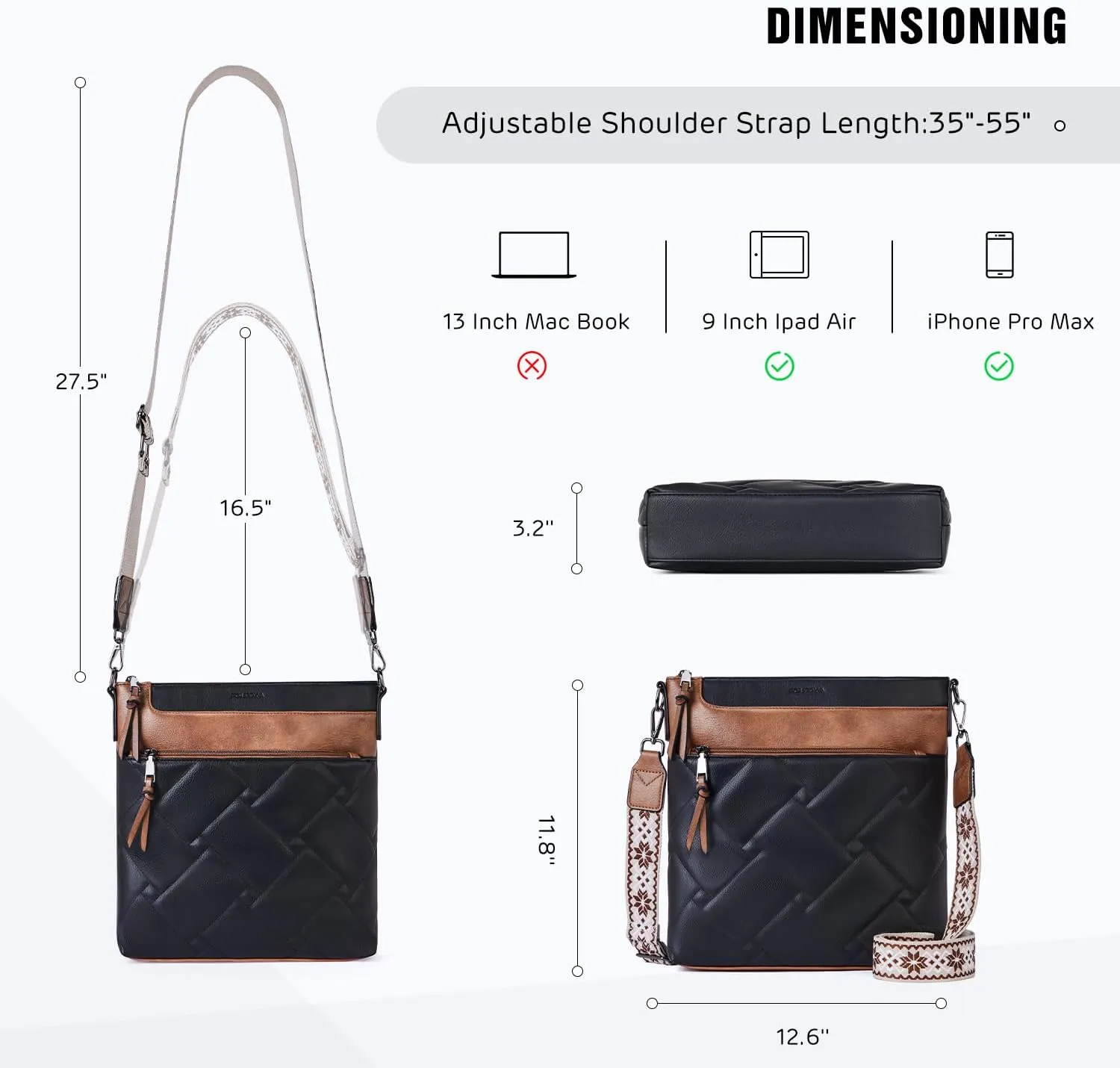 POIUGOYA Quilted Crossbody Bags for Women Trendy,Vegan Leather Medium Shoulder Handbags Travel Purse with RFID Card Slots