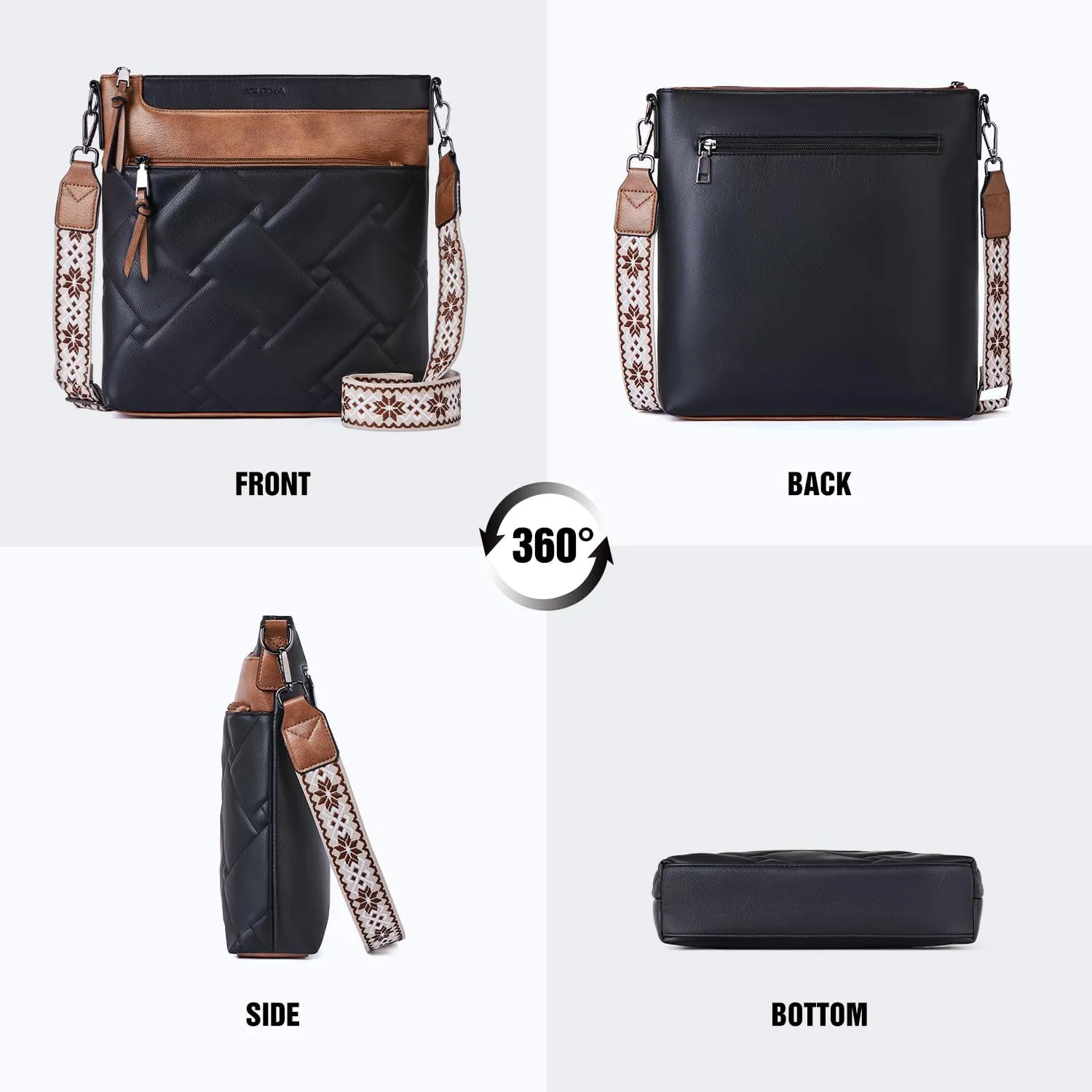 POIUGOYA Quilted Crossbody Bags for Women Trendy,Vegan Leather Medium Shoulder Handbags Travel Purse with RFID Card Slots