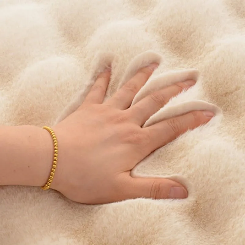 Poowe Ultra Soft Fluffy Rug Beige Faux Sheepskin Fur Area Rug Shaggy Couch Cover Seat Cushion Furry Carpet Beside Rugs for Bedroom Floor Sofa Living Room Runner, 2x6 Feet