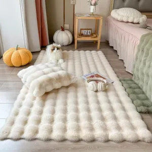 Poowe Ultra Soft Fluffy Rug Beige Faux Sheepskin Fur Area Rug Shaggy Couch Cover Seat Cushion Furry Carpet Beside Rugs for Bedroom Floor Sofa Living Room Runner, 2x6 Feet