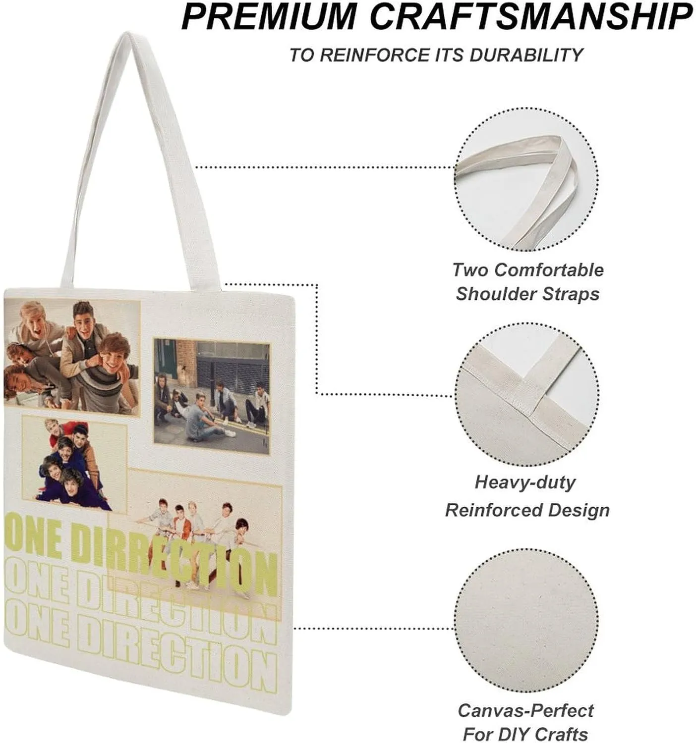 Pop Music Tote Bags, Womens Shoulder Bag, Letter Travel Bag, Novelty Canvas Tote Bag Double, Funny Reusable Grocery Bag