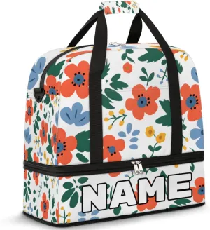 Poppy Flower Custom Foldable Duffle Bag with Shoes Compartment Personalized Large Capacity Waterproof Travel Weekender Bag Overnight Bag for Sports Gym