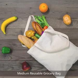 Popular Handicrafts 12 Pack Economical 14"x15" Cotton Tote Bag Lightweight Reusable Grocery Shopping Cloth Bags