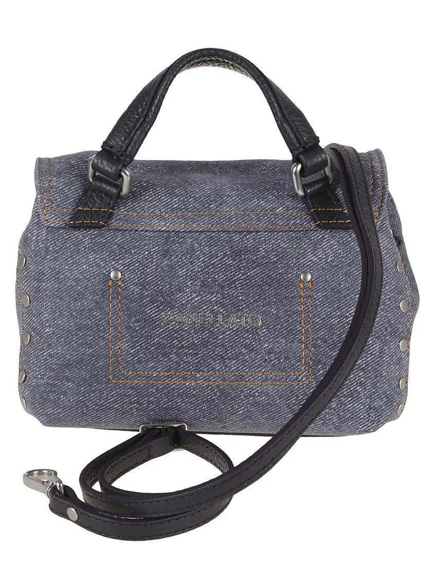 Postina Tela Genova Baby Structured Grey Leather Bag