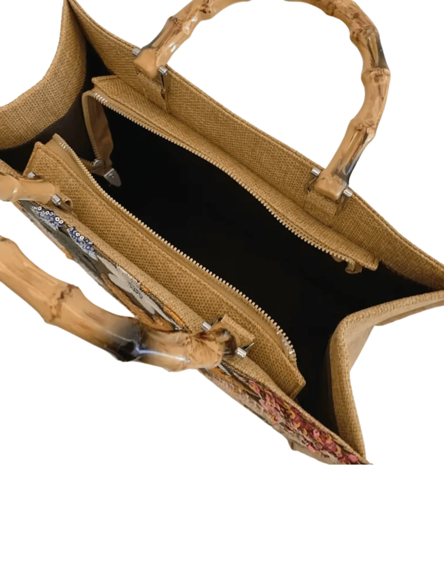 PRE-ORDER-St. Barths La Robe Embroidered Bamboo Handle Tote Bag