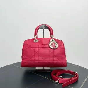 Preloved Dior Lady Dior Red Leather Two-Way Bag