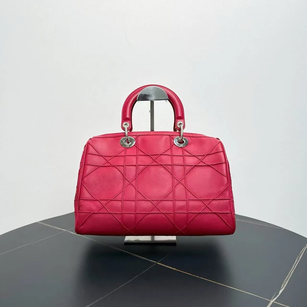 Preloved Dior Lady Dior Red Leather Two-Way Bag
