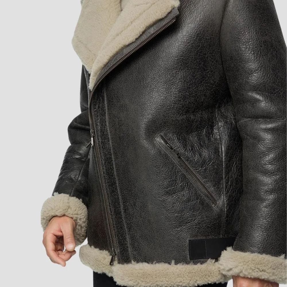 Premium Black Lambskin Leather Jacket With Faux Fur Lining