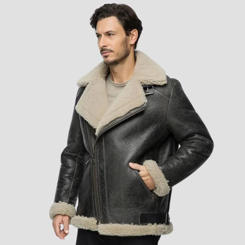 Premium Black Lambskin Leather Jacket With Faux Fur Lining