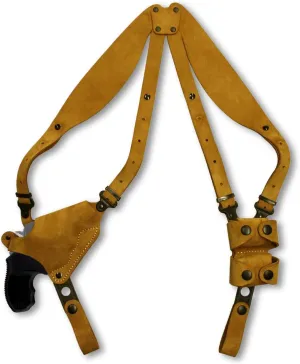 Premium Suede Leather Shoulder Holster System with Double Speed Loader Fits Smith Wesson .38 Special Mod 10 2'' BBL Snub Nose K Frame, Right-Hand Draw, Brown Color #1473#