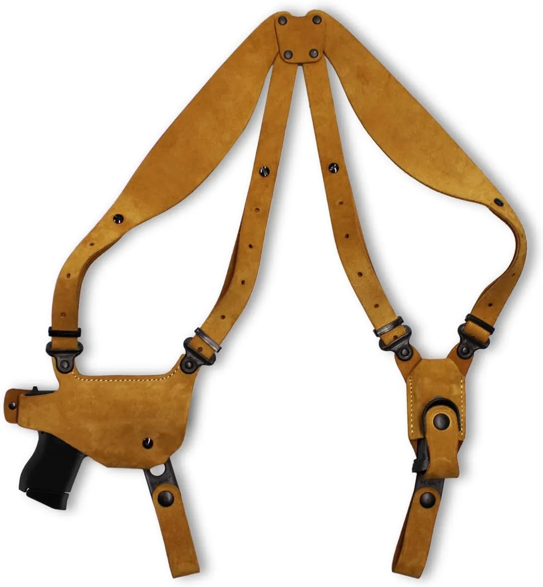 Premium Suede Leather Shoulder Holster with Single Magazine Carrier Fits Smith Wesson SD9/ SD40 4''BBL, Right Hand Draw, Natural Color #5139#