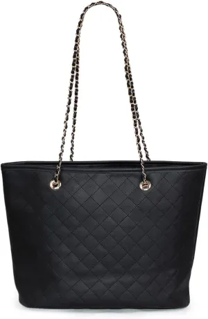 Premium Vegan Leather Classic Quilted Tote Shoulder Bag