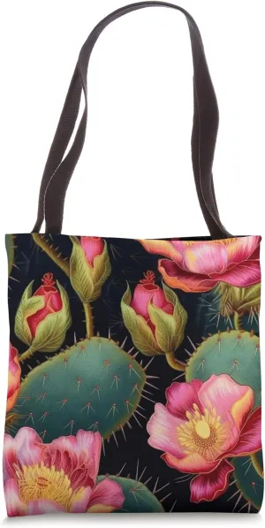 Prickly Pear Cactus Embroidery Art Print Tote Bag