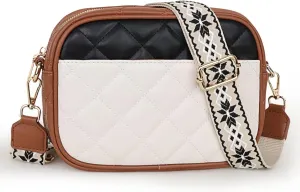 Prite Quilted Crossbody Bag for Women, Vegan Leather Handbag with Shoulder Strap, Small Purse with Card Slots