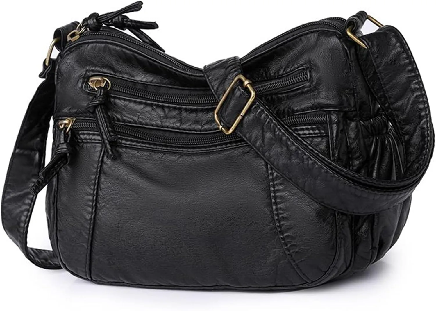 PU Leather Bags for Women, Multi-pockets Small Shoulder Bag with Zipper, Womens Tote Handbag for Work, Crossbody Purse