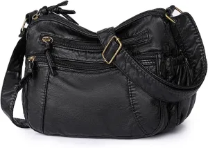 PU Leather Bags for Women, Multi-pockets Small Shoulder Bag with Zipper, Womens Tote Handbag for Work, Crossbody Purse