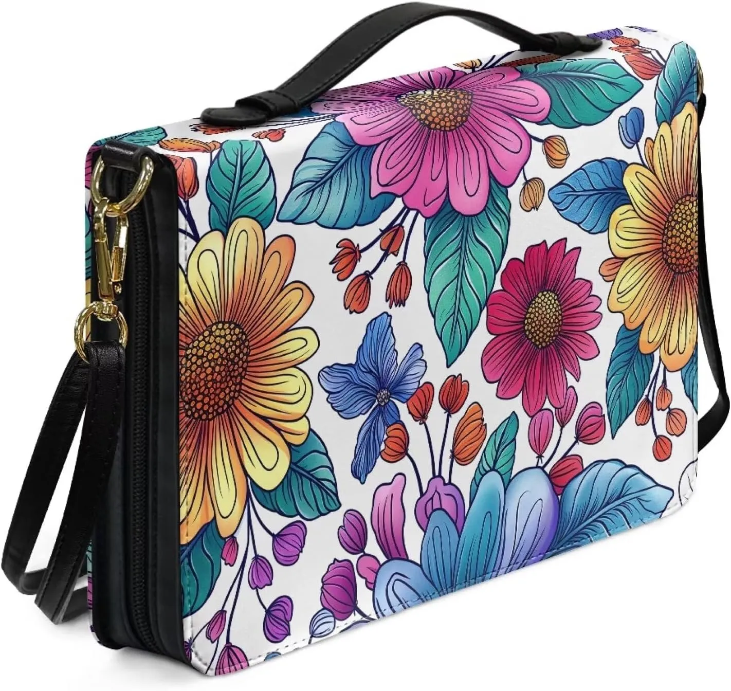 PU Leather Bible Cover Church Book Cover,Carrying Book Case Crossbody Bag Handle