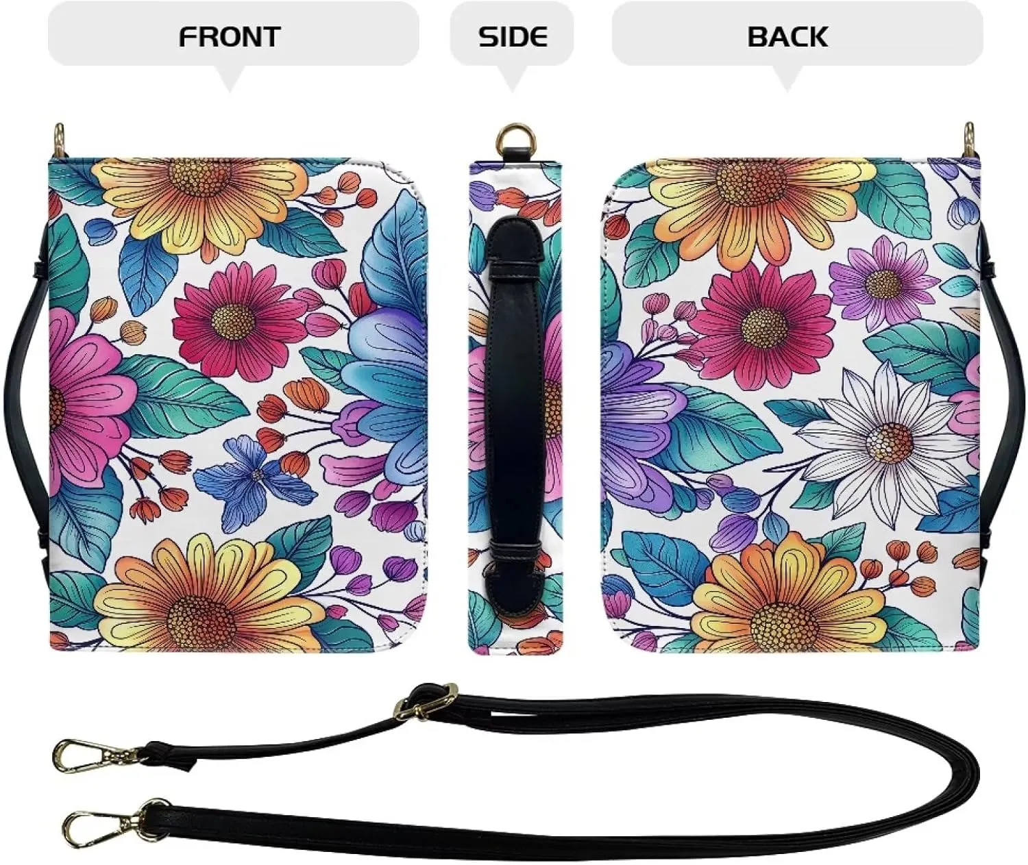 PU Leather Bible Cover Church Book Cover,Carrying Book Case Crossbody Bag Handle