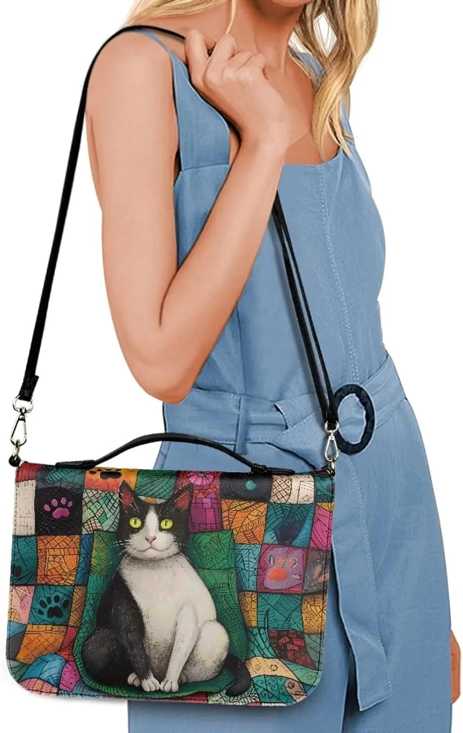PU Leather Handle Bible Cover Church Book Cover with Strap,Carrying Book Case Crossbody Bag