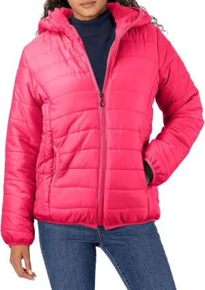 Puffer Jacket Womens Women's Quilted Lightweight Jackets Travel Full Zip Long Sleeve Puffy Coat with Hood Fall Casual
