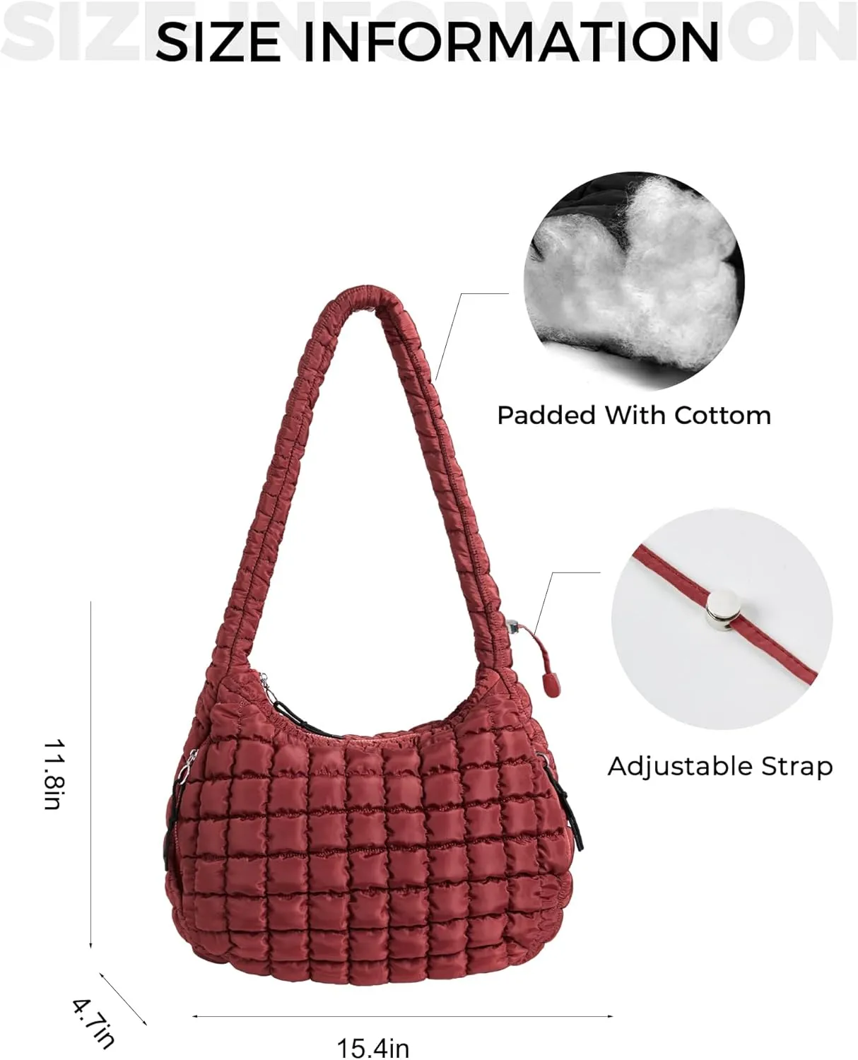 Puffer Quilted Shoulder Bag for Women Padding Shoulder Bag Puffy Hobo Bag Trendy Tote Bag 2025