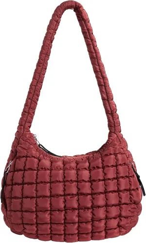 Puffer Quilted Shoulder Bag for Women Padding Shoulder Bag Puffy Hobo Bag Trendy Tote Bag 2025