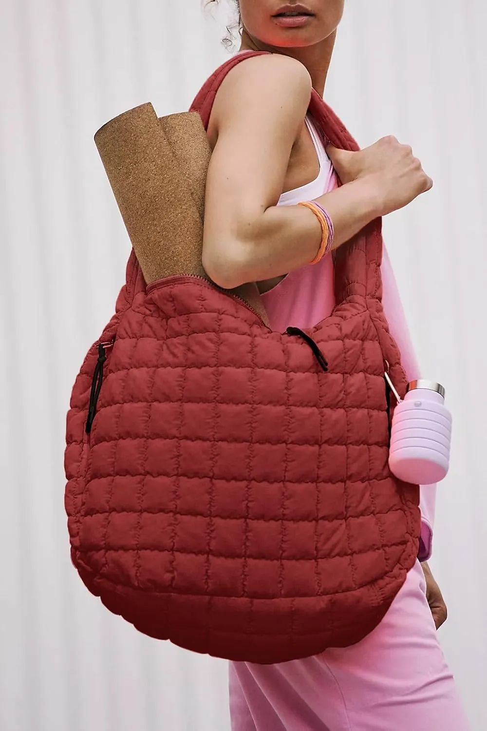 Puffer Quilted Shoulder Bag for Women Padding Shoulder Bag Puffy Hobo Bag Trendy Tote Bag 2025