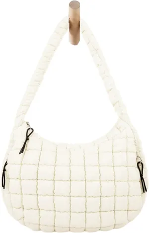 Puffer Tote Bag for Women, Large Quilted Carryall Soft Puffy Crossbody Hobo Handbag