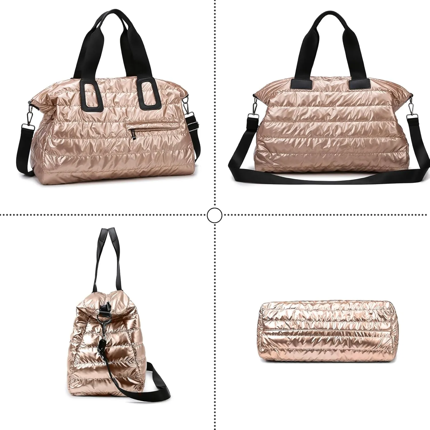 Puffer Tote Bag for Women Large Quilted Puffy Handbag Lightweight Down Cotton Filled Shoulder Crossbody Hobo Bag