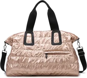 Puffer Tote Bag for Women Large Quilted Puffy Handbag Lightweight Down Cotton Filled Shoulder Crossbody Hobo Bag