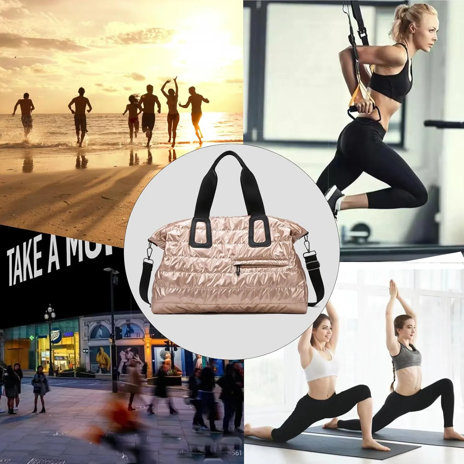 Puffer Tote Bag for Women Large Quilted Puffy Handbag Lightweight Down Cotton Filled Shoulder Crossbody Hobo Bag