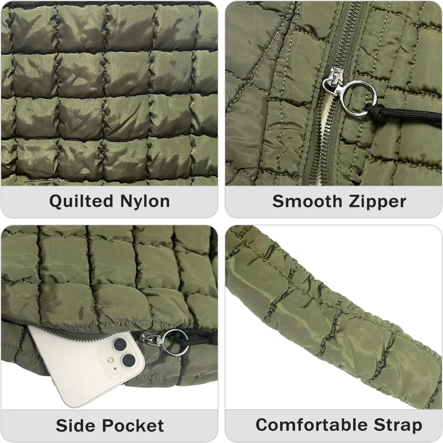 Puffer Tote Bag for Women Large Quilted Tote Bag Crossbody Lightweight Nylon Puffy Hobo Bag Carryall Shoulder Bag for Women