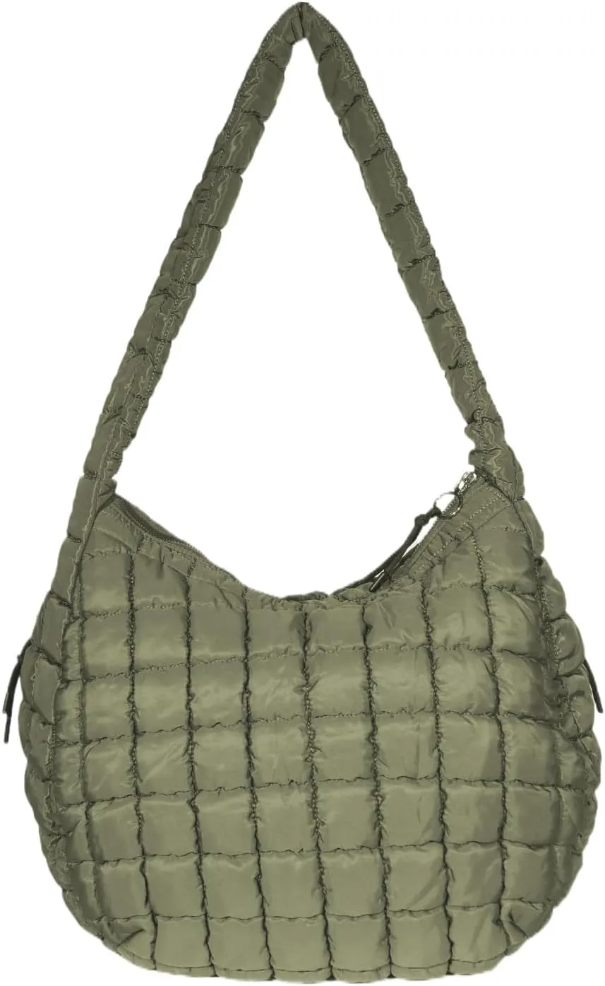 Puffer Tote Bag for Women Large Quilted Tote Bag Crossbody Lightweight Nylon Puffy Hobo Bag Carryall Shoulder Bag for Women