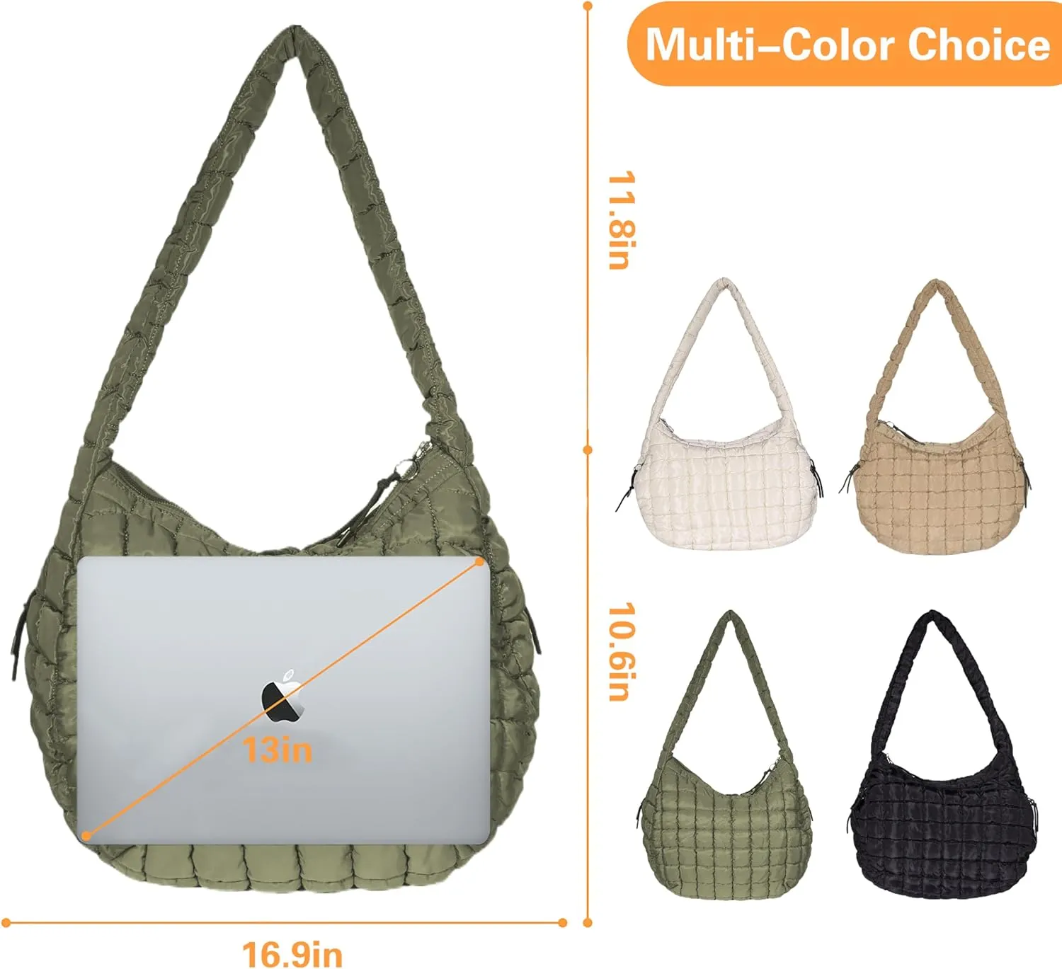 Puffer Tote Bag for Women Large Quilted Tote Bag Crossbody Lightweight Nylon Puffy Hobo Bag Carryall Shoulder Bag for Women